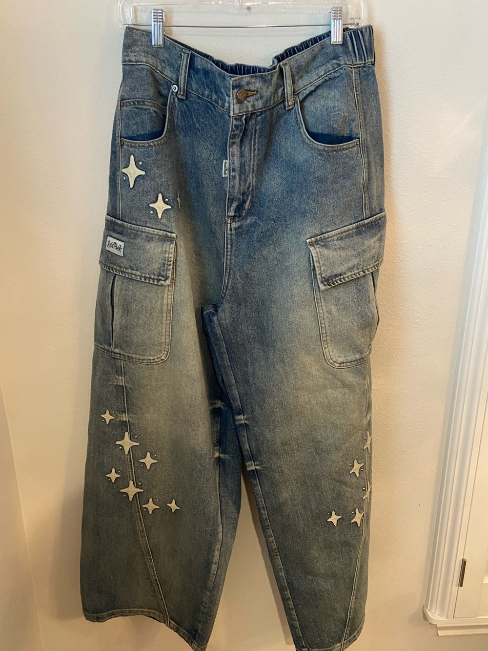 Hyde Park Sk8 or Die Wide Leg Cargo Jeans Blue Star Denim